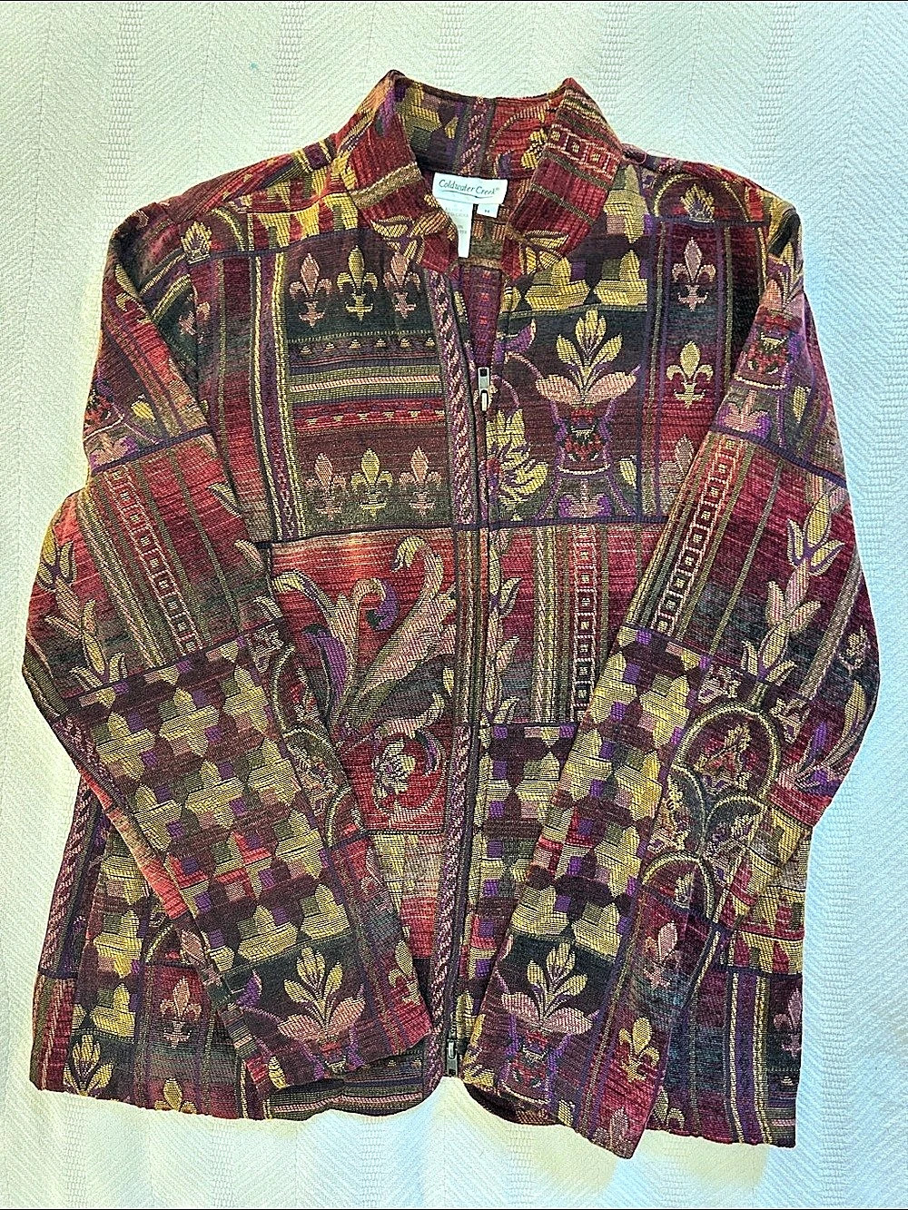 Vintage Coldwater Creek Tapestry Jacquard Zip Jacket